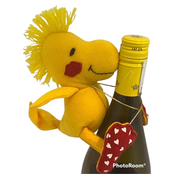 Peanuts Woodstock Valentines Bottle Candy Wrap Plush Toy Heart Feet 6" - Picture 1 of 4